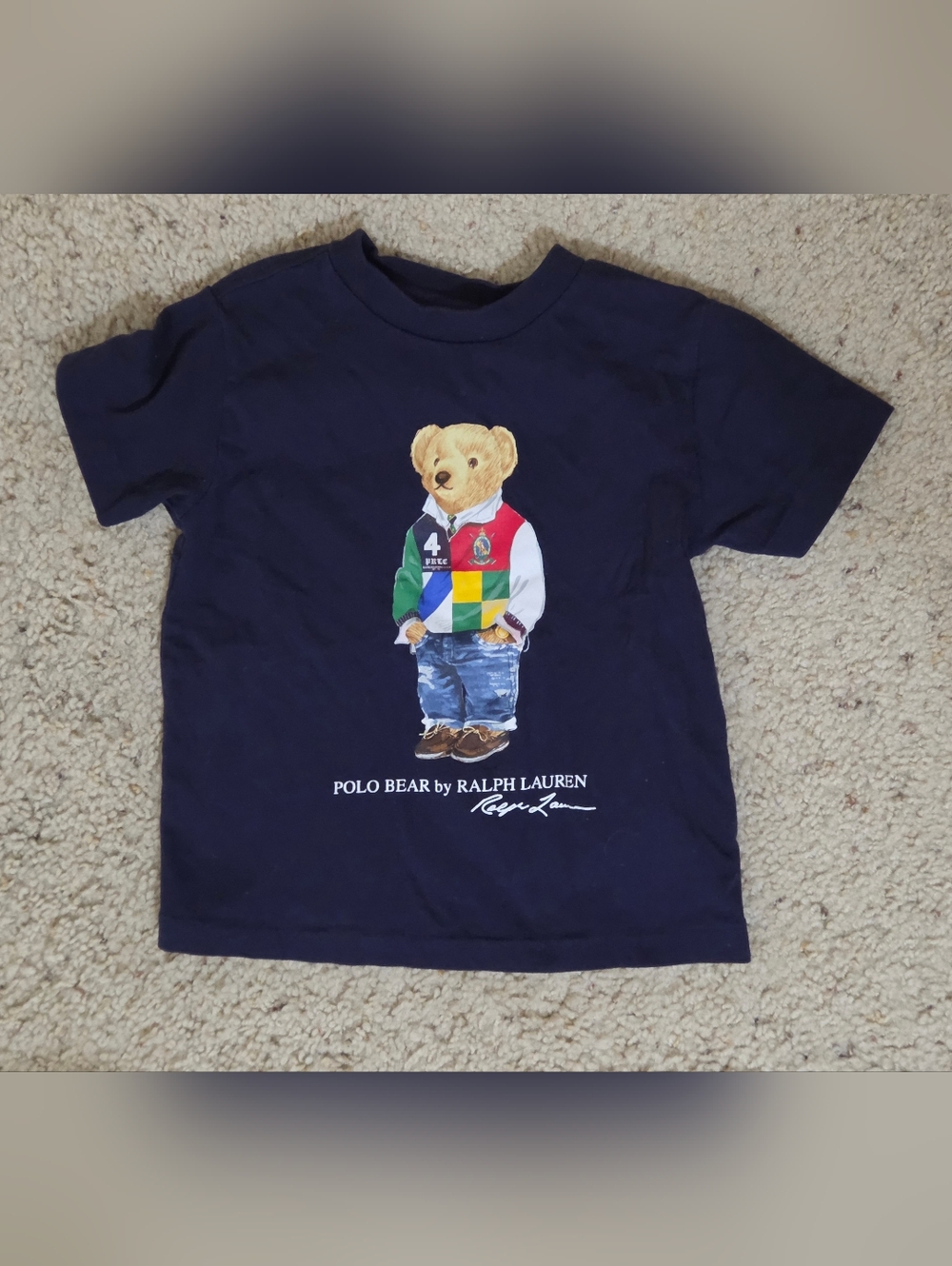 Polo Ralph‎ Lauren Bear T-Shirt Toddler 2T Navy Blue Preppy Bear RL